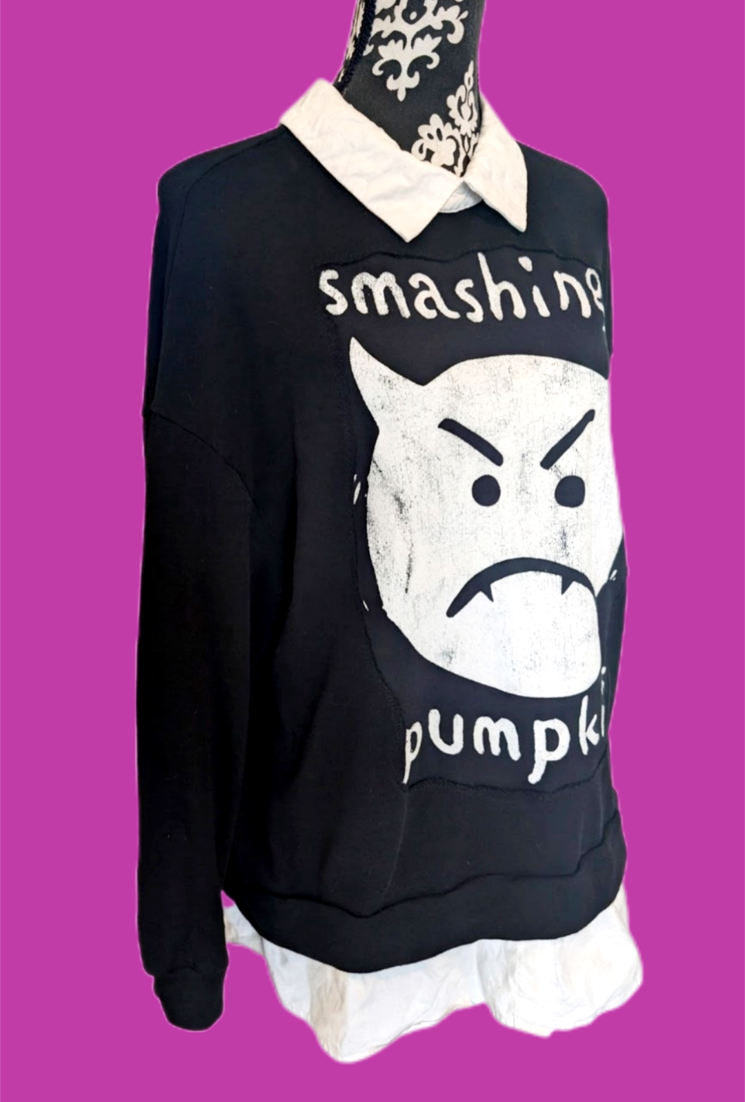 Womens Smashing Pumpkins Vampire collared/ layered sweatshirt - size Large