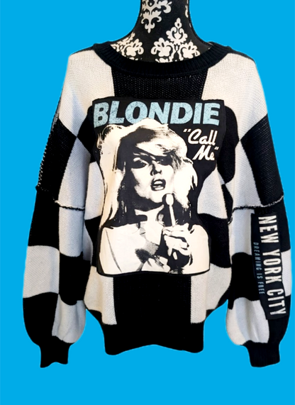 Womens BLONDIE large checkerboard sweater- XL-XXL