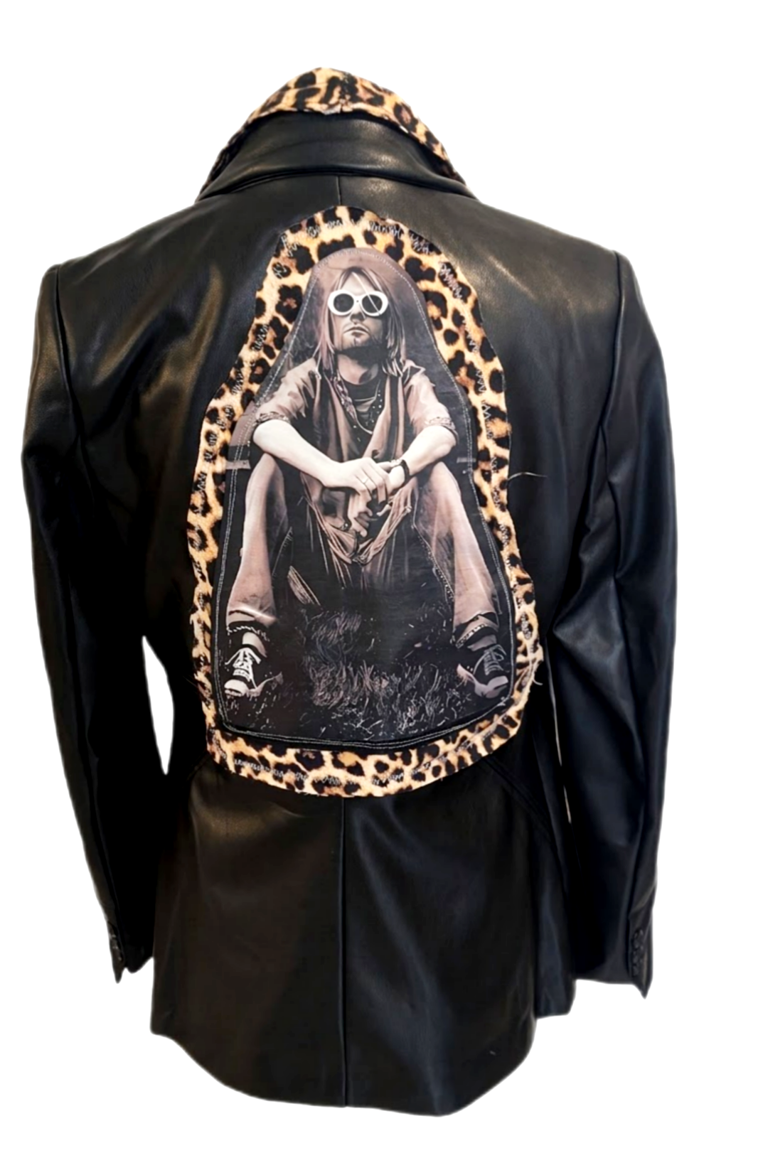 Womens vegan leather Kurt/ Nirvana blazer jacket- MEDIUM
