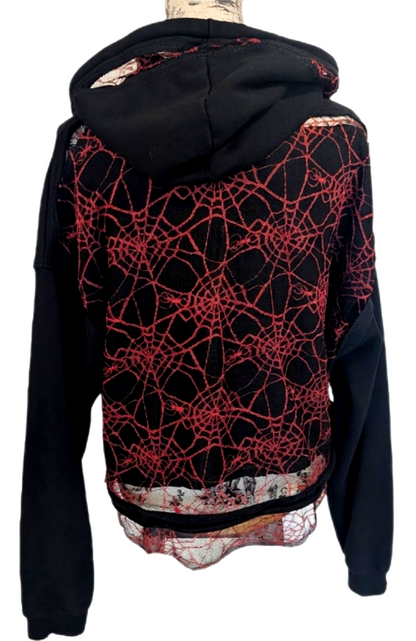 Womens Rob Zombie House of 100 Corpses Hoodie with spiderweb lace back- size L- XL