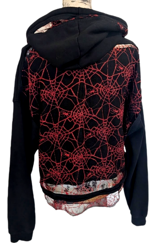 Womens Rob Zombie House of 100 Corpses Hoodie with spiderweb lace back- size L- XL