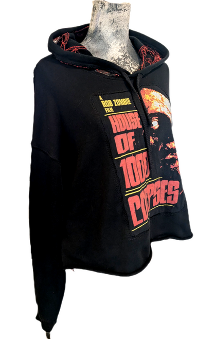 Womens Rob Zombie House of 100 Corpses Hoodie with spiderweb lace back- size L- XL
