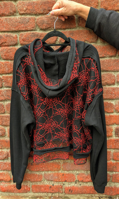 Womens Rob Zombie House of 100 Corpses Hoodie with spiderweb lace back- size L- XL