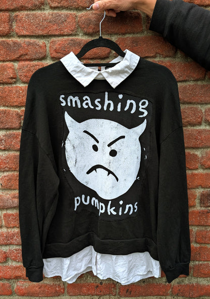 Womens Smashing Pumpkins Vampire collared/ layered sweatshirt - size Large