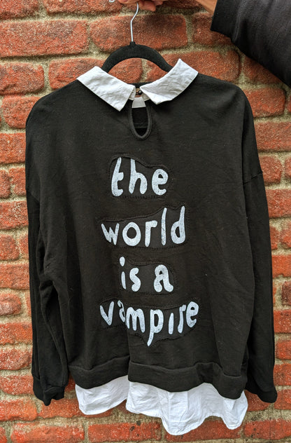 Womens Smashing Pumpkins Vampire collared/ layered sweatshirt - size Large