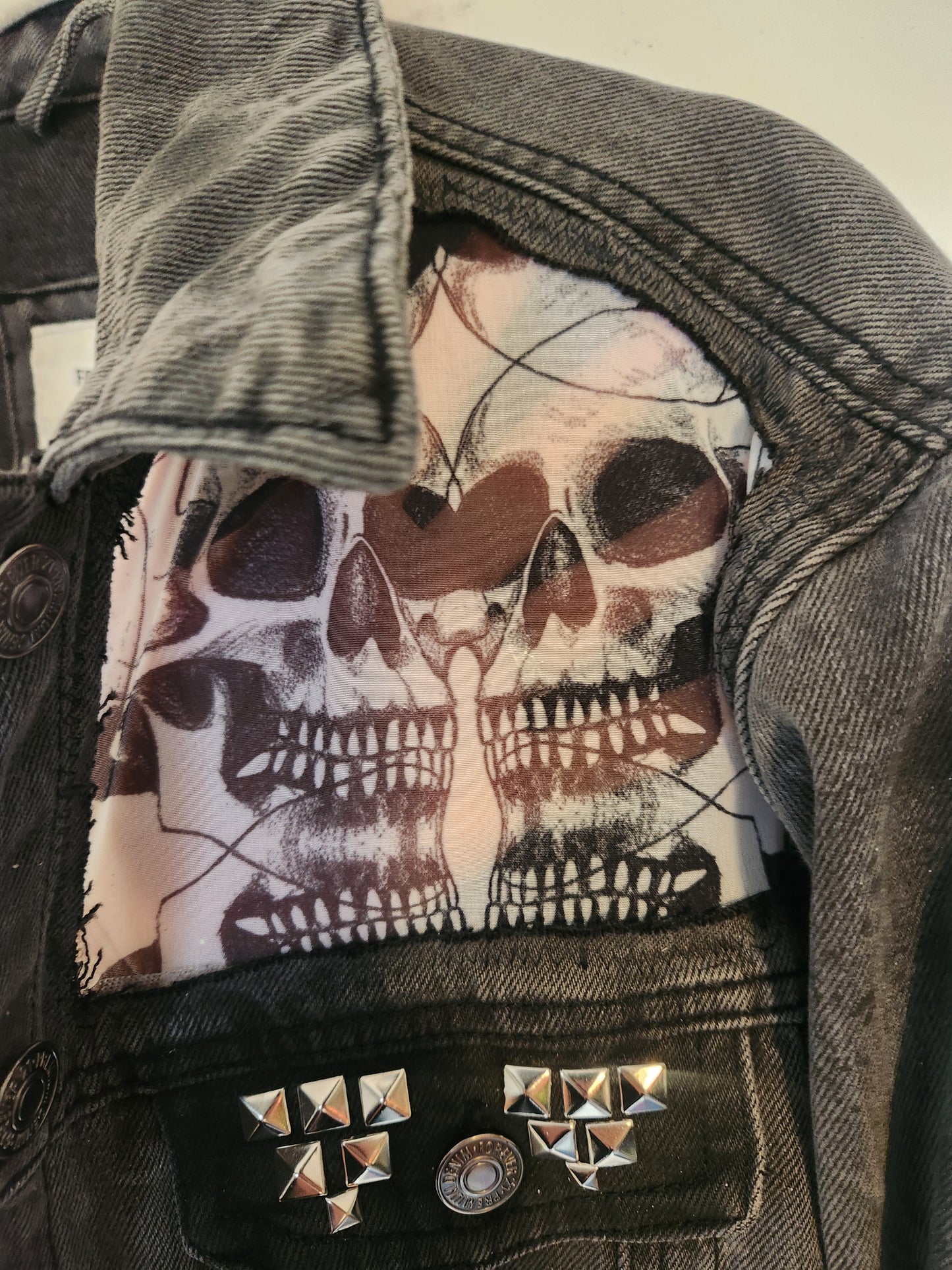 Womens Punk Rock denim jacket- size MEDIUM