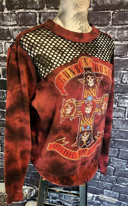 Womens reworked GNR tye dye sweatshirt with Mesh- size Small