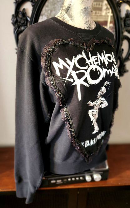 Womens Goth Rock Heart lace MCR sweater- size Medium