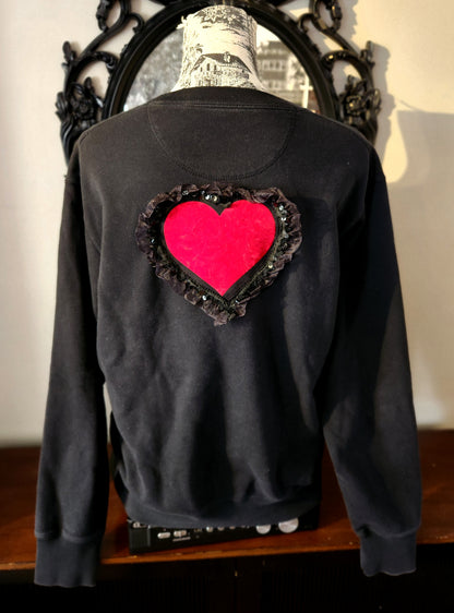 Womens Goth Rock Heart lace MCR sweater- size Medium