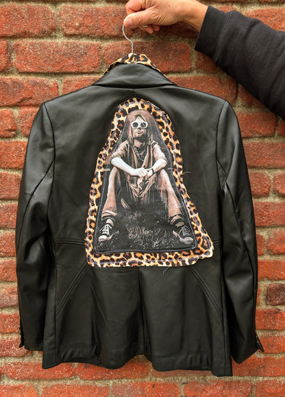Womens vegan leather Kurt/ Nirvana blazer jacket- MEDIUM
