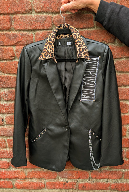 Womens vegan leather Kurt/ Nirvana blazer jacket- MEDIUM