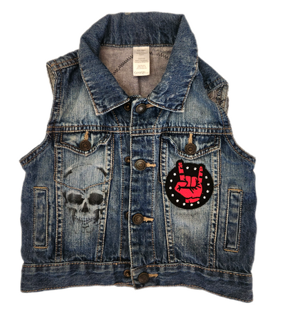 Baby denim ROCK punk denim vest- size 12-18 months