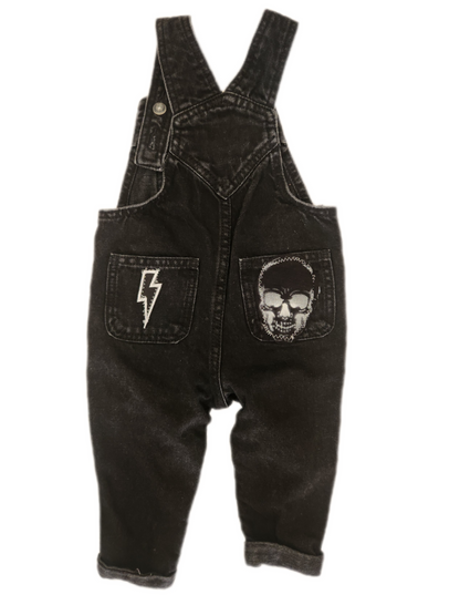 Baby denim black Rock overalls-12-18 mos