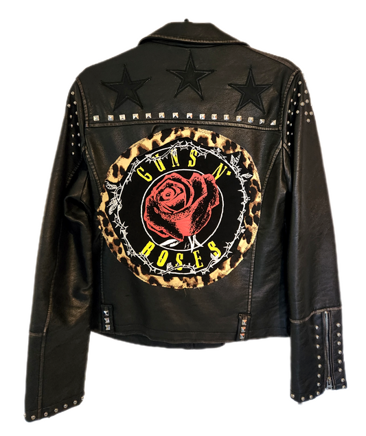Womens faux leather GNR rock jacket- size Medium