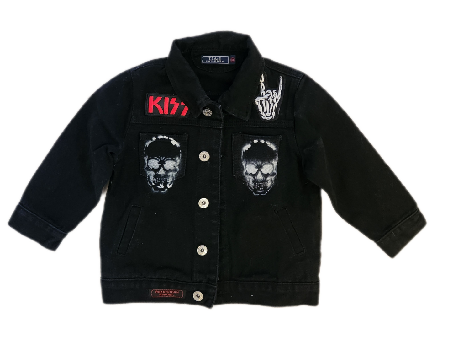 Toddler black denim ROCK jacket with GNR- size 4/5 years
