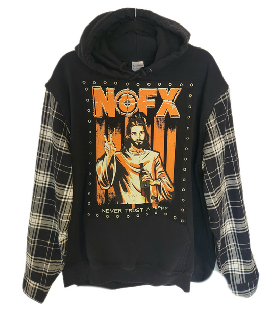 Gender Neutrel Punk rock hoodie with NOFX - Mens Large