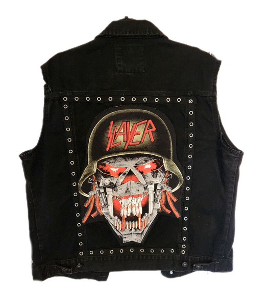 Mens black denim Metal vest- size XL