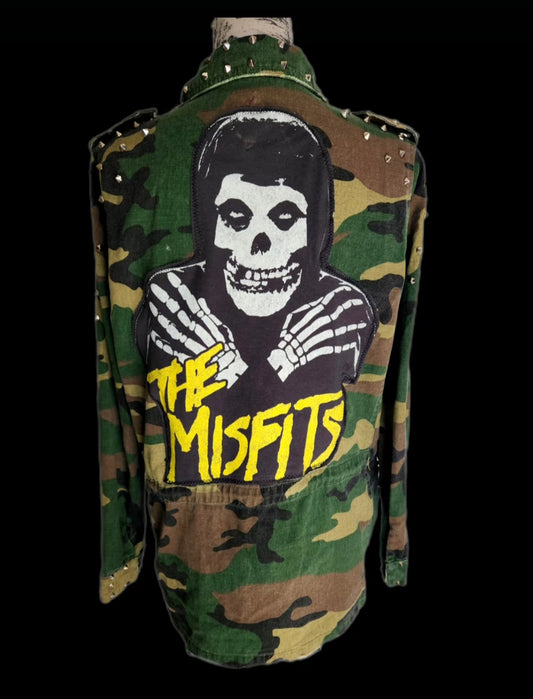 Womens studded PUNK camo jacket- size Large