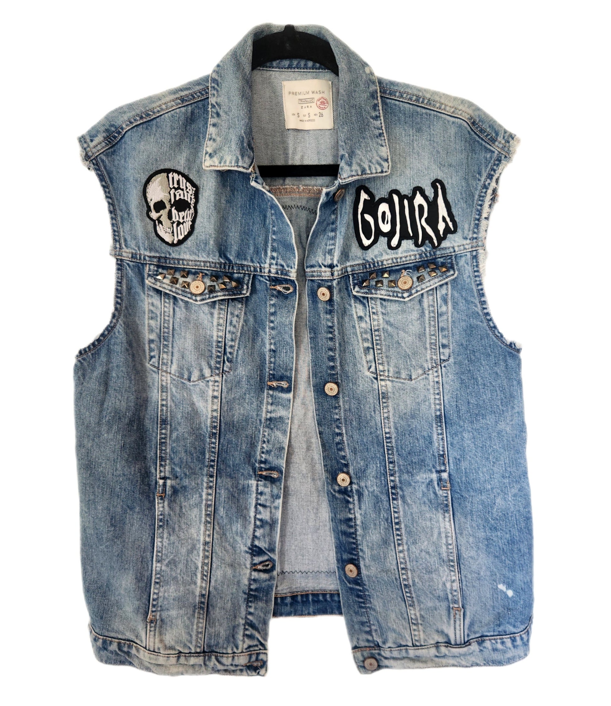 Mens denim Metal rock vest- size Mens Small