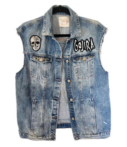 Mens denim Metal rock vest- size Mens Small