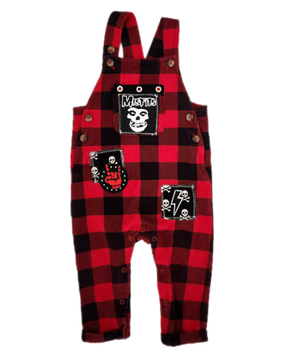 Toddler punk plaid overalls- size 18-24 mos