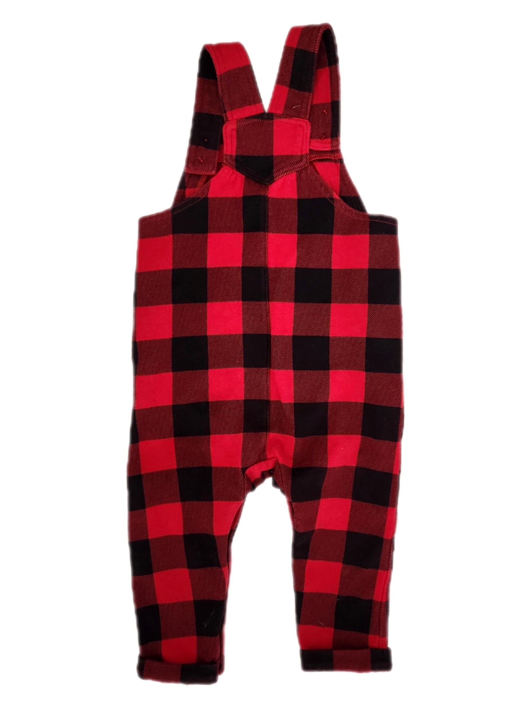 Toddler punk plaid overalls- size 18-24 mos