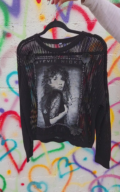 Womens reworked Stevie Nicks sweater- size Medium