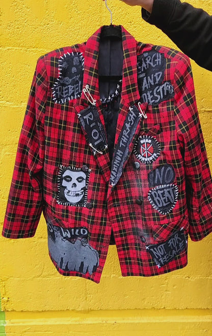 Womens plaid PUNK rock blazer- size L/ XL