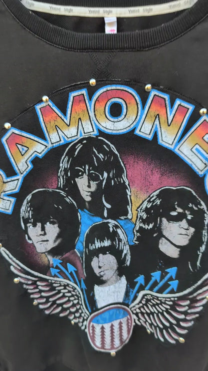 Womens Studded Ramones punk sweatshirt - MEDIUM