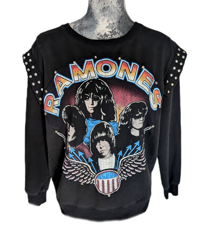 Womens Studded Ramones punk sweatshirt - MEDIUM
