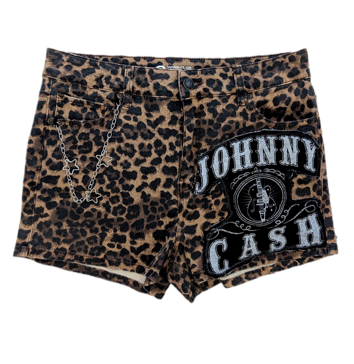 Womens leopard print Johnny Cash shorts
