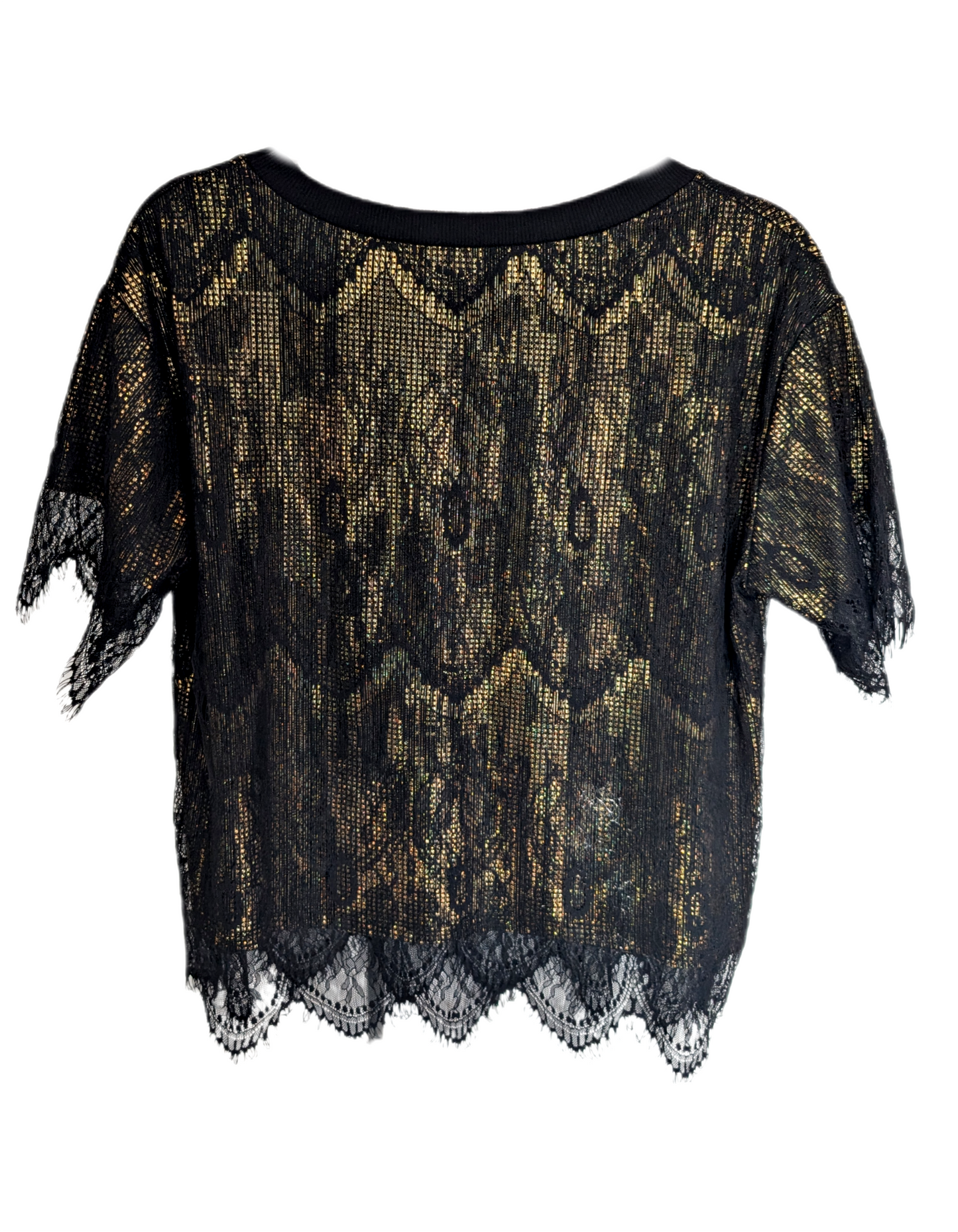 Womens Gold and Lace MJ THRILLER top- size M/L fit