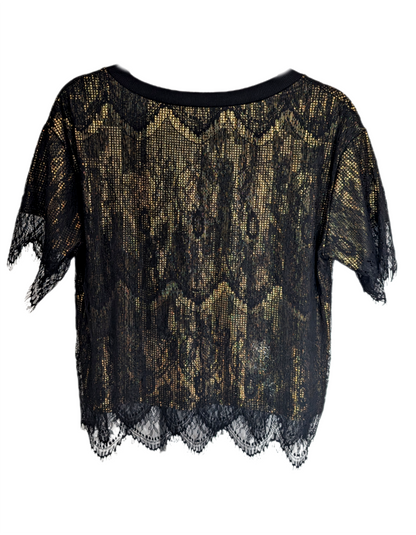 Womens Gold and Lace MJ THRILLER top- size M/L fit