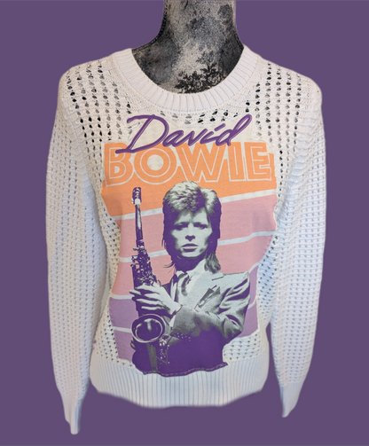 Womens Bowie and The Sax Sweater- womens Small- Med fit