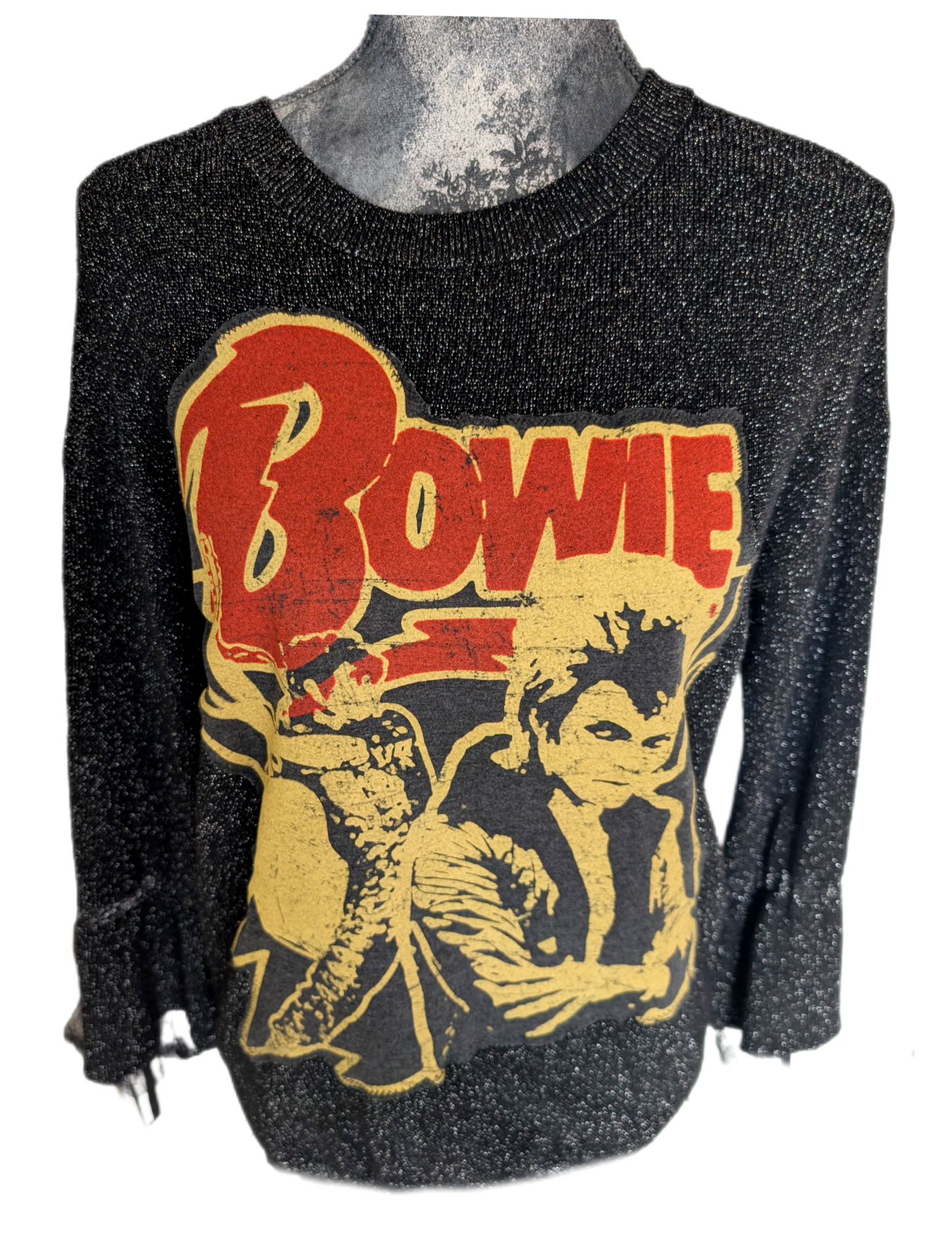 Womens sparkling metallic BOWIE sweater- size Large