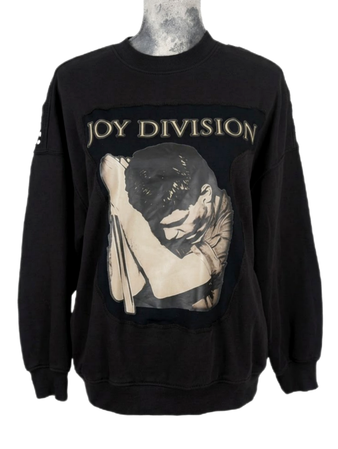 Womens upcycled JOY DIVISION sweatshirt  with black mesh back- size Medium