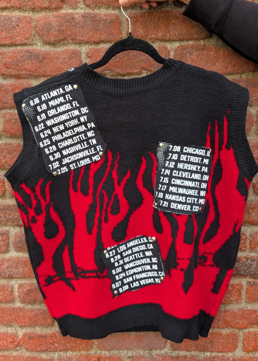 Womens plus size Motley Crue flame sweater vest- 1X