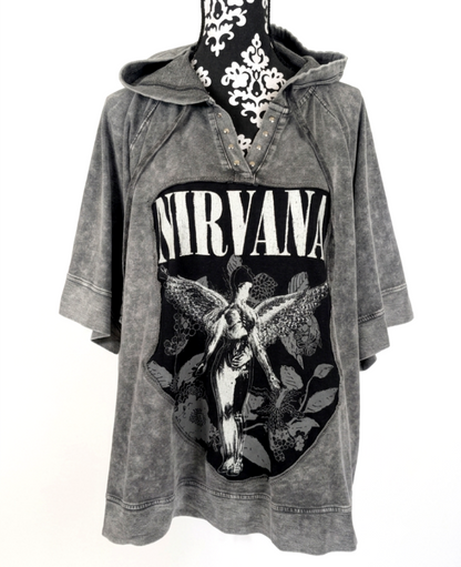 Womens Plus size Nirvana sweatshirt/ hoodie short sleeve 2/3X