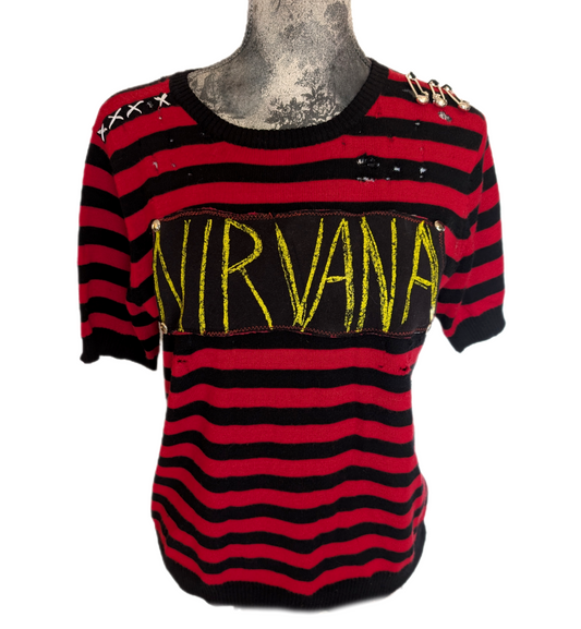 women's reworked Nirvana striped sweater- size MED