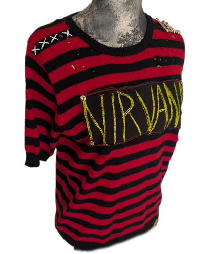 women's reworked Nirvana striped sweater- size MED