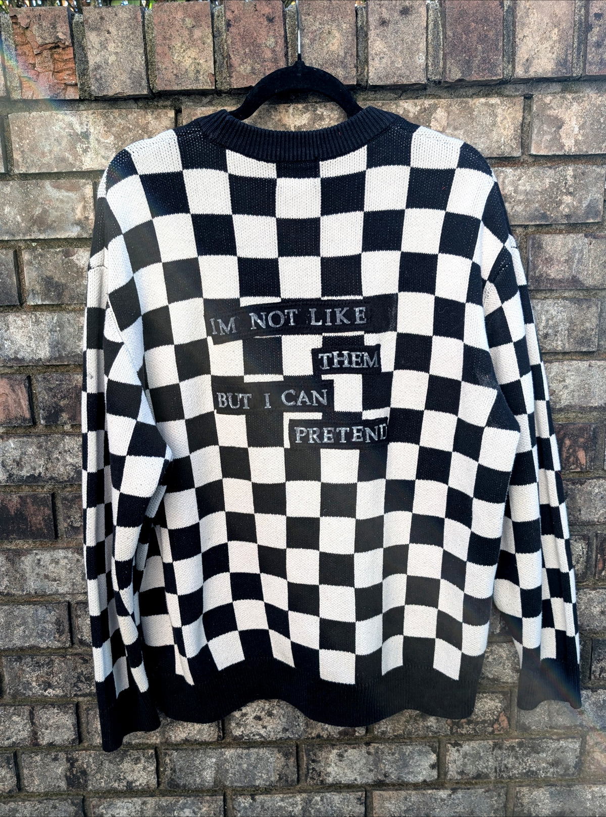 Gender Neutral Nirvana checkered sweater- Men's L/ womens XL