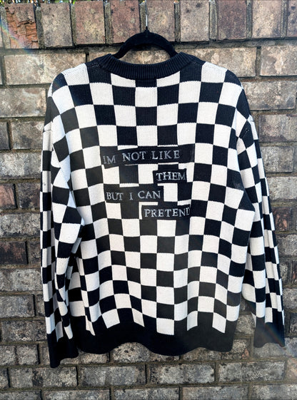 Gender Neutral Nirvana checkered sweater- Men's L/ womens XL