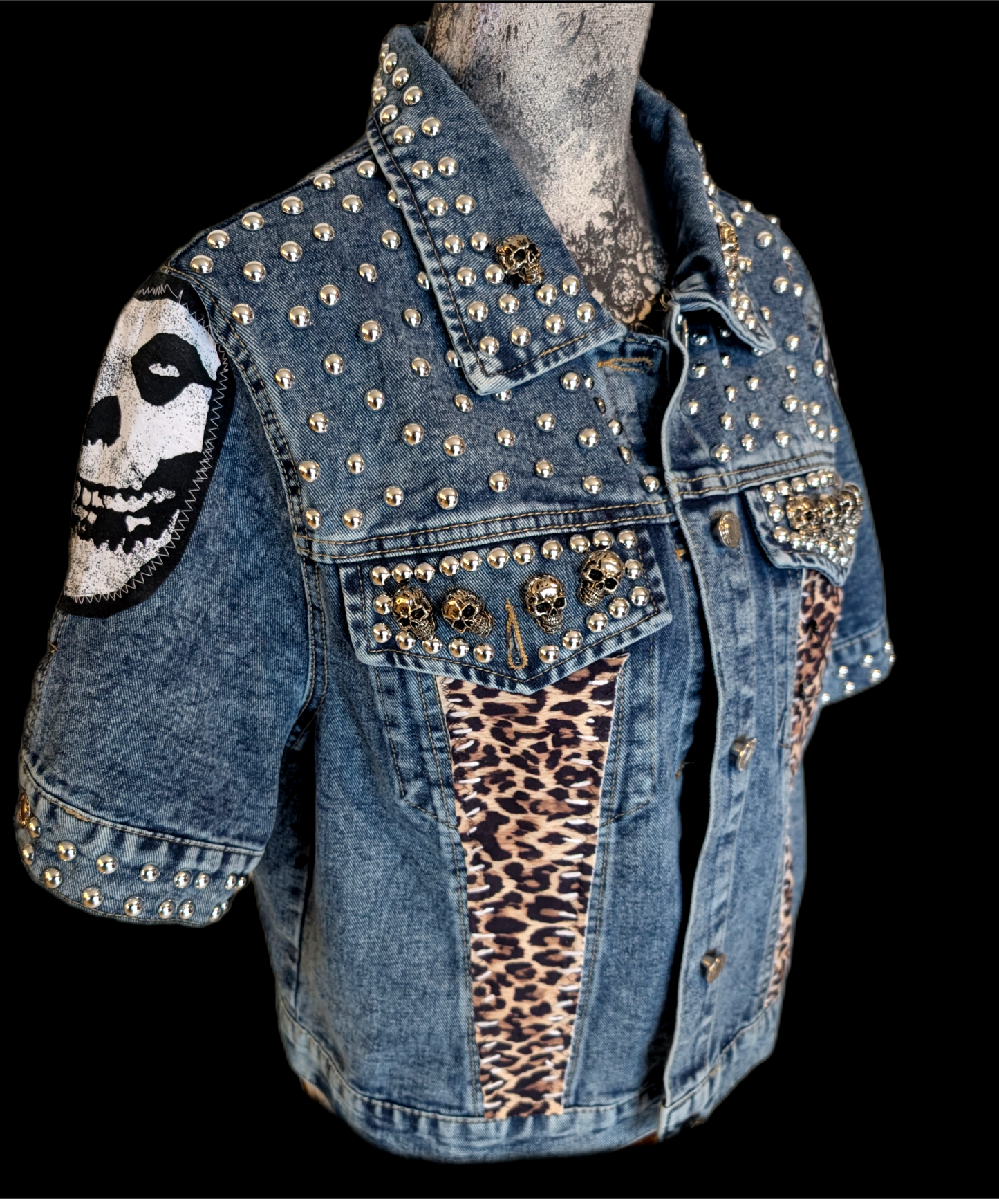 Die Die My Darling cropped Misfits punk denim jacket- womens XL