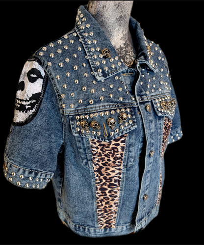Die Die My Darling cropped Misfits punk denim jacket- womens XL