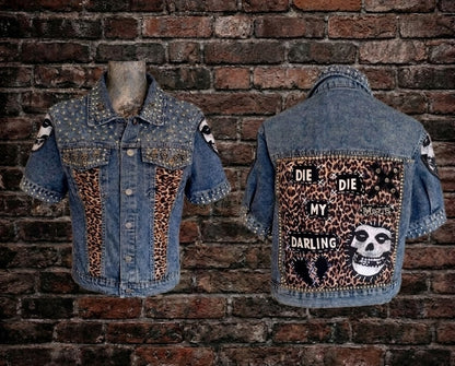 Die Die My Darling cropped Misfits punk denim jacket- womens XL