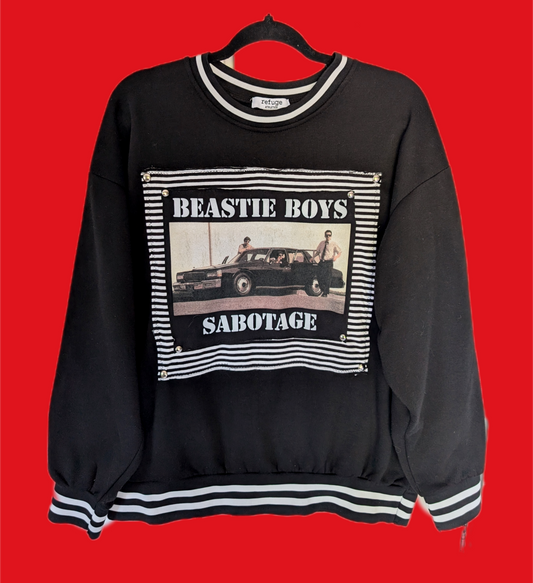 Reworked/ Upcycled Beastie Boys Sabotage sweatshirt - gender neutral Men's M/ womens L/XL