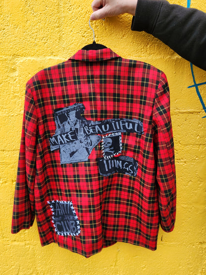 Womens plaid PUNK rock blazer- size L/ XL