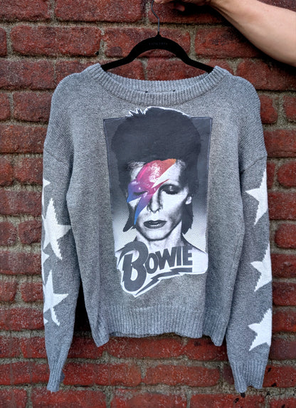 Womens BOWIE grey star sweater - size Med