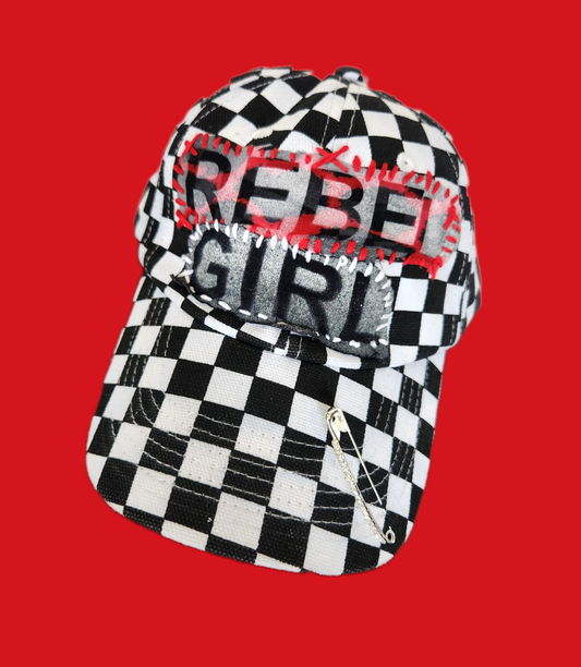 REBEL GIRL checkered hat