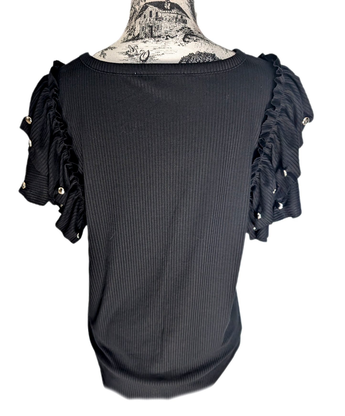 Womens Def Leppard ruffle sleeve top- size XL